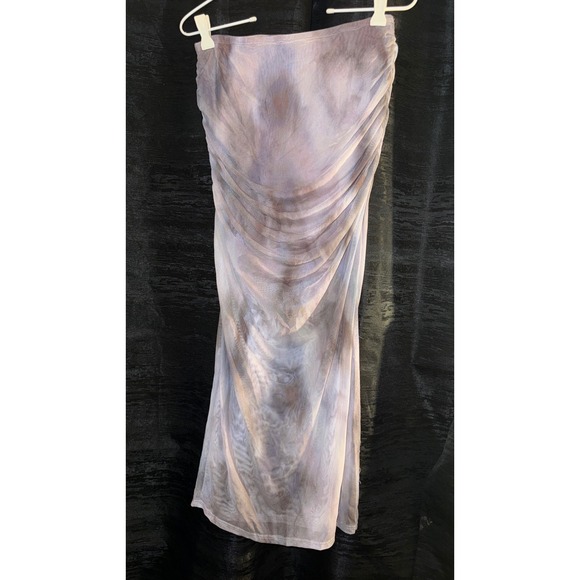 RSQ Dresses & Skirts - RSQ Small Mesh Ruched Maxi Skirt Purple Gray Tie Dye Bodycon Stretch
